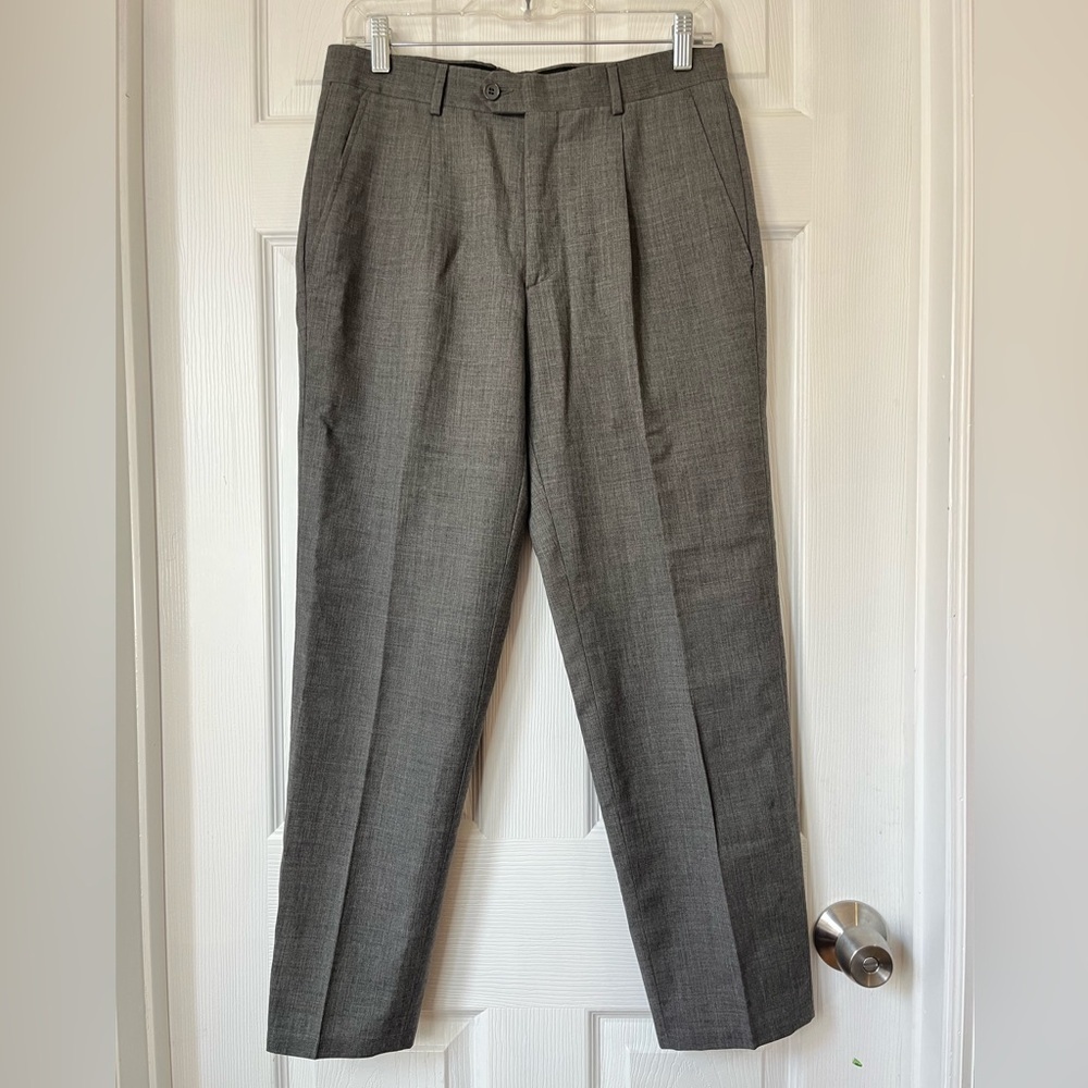 Loro Piana Gray Tasmanian Super 120s Wool Dress Trousers Small